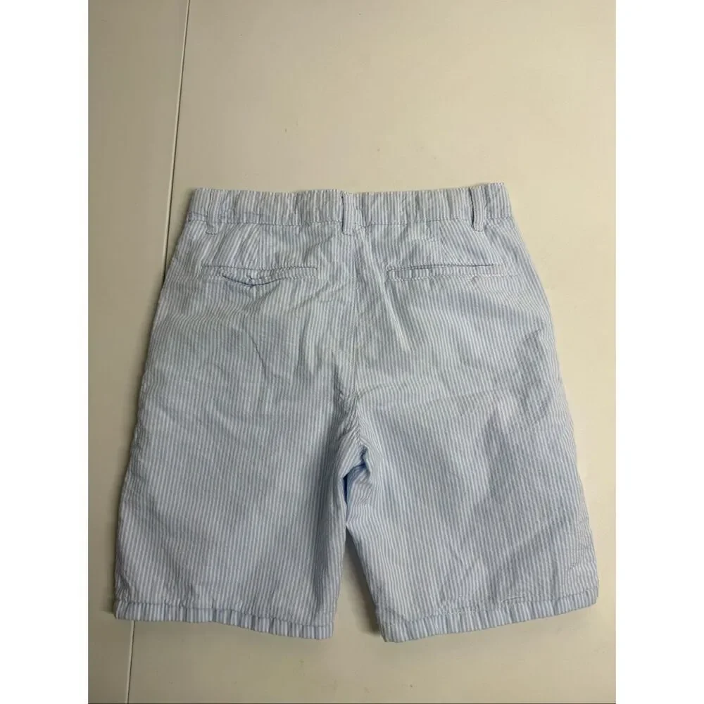 Gymboree Girls Seersucker Shorts Size 10 Blue White Stripe Cotton Summer Preppy
